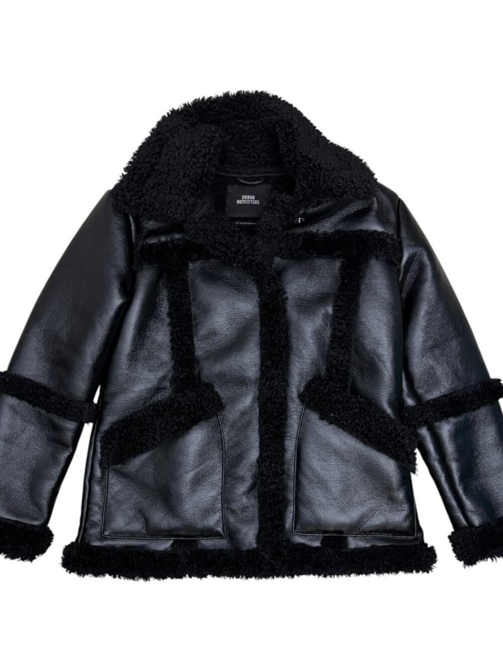 URBAN OUTFITTERS Faux Leather Shearling Jacket Bomber Coat Womens Small